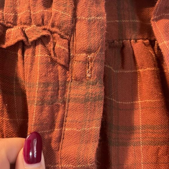 Max Studio Rust Plaid Ruffle Yoke Button-Up Blouse - Picture 7 of 16